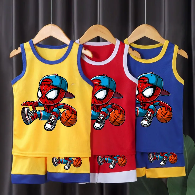 Ensembles de vêtements de sport d'été pour enfants Tenues décontractées en maille respirante et confortable pour garçons Gilet et short de basket-ball 2 pièces Costume