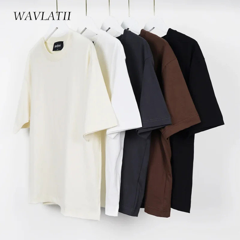 T-shirt d'été unisexe 100 % coton, coupe ample, manches courtes, col rond, couleur unie, respirant.