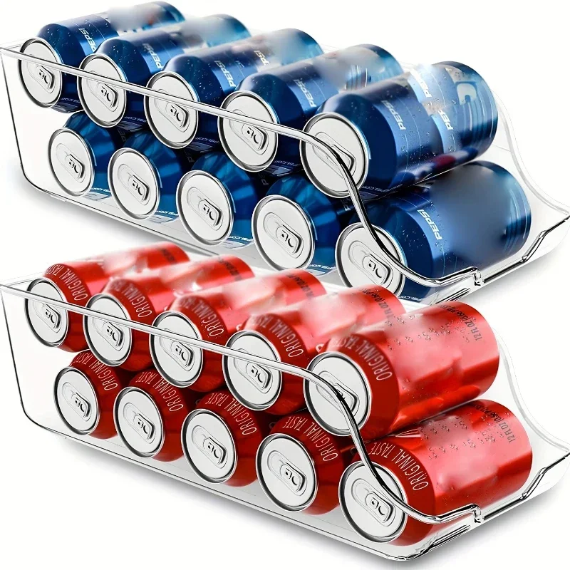 Bacs d'organisation de réfrigérateur Bacs distributeurs de canettes de soda Distributeurs de canettes  Distributeur automatique à roulettes pour réfrigérateur et garde-manger