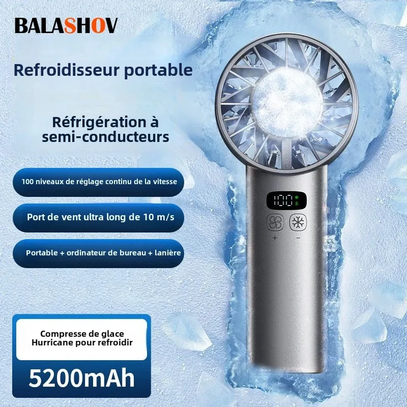 Ventilateur de refroidissement à grande vitesse avec compresse à glace,ventilateurs portables, mini ventilateur portable rechargeable par USB, style pliable pour les voyages, le camping et l'extérieur