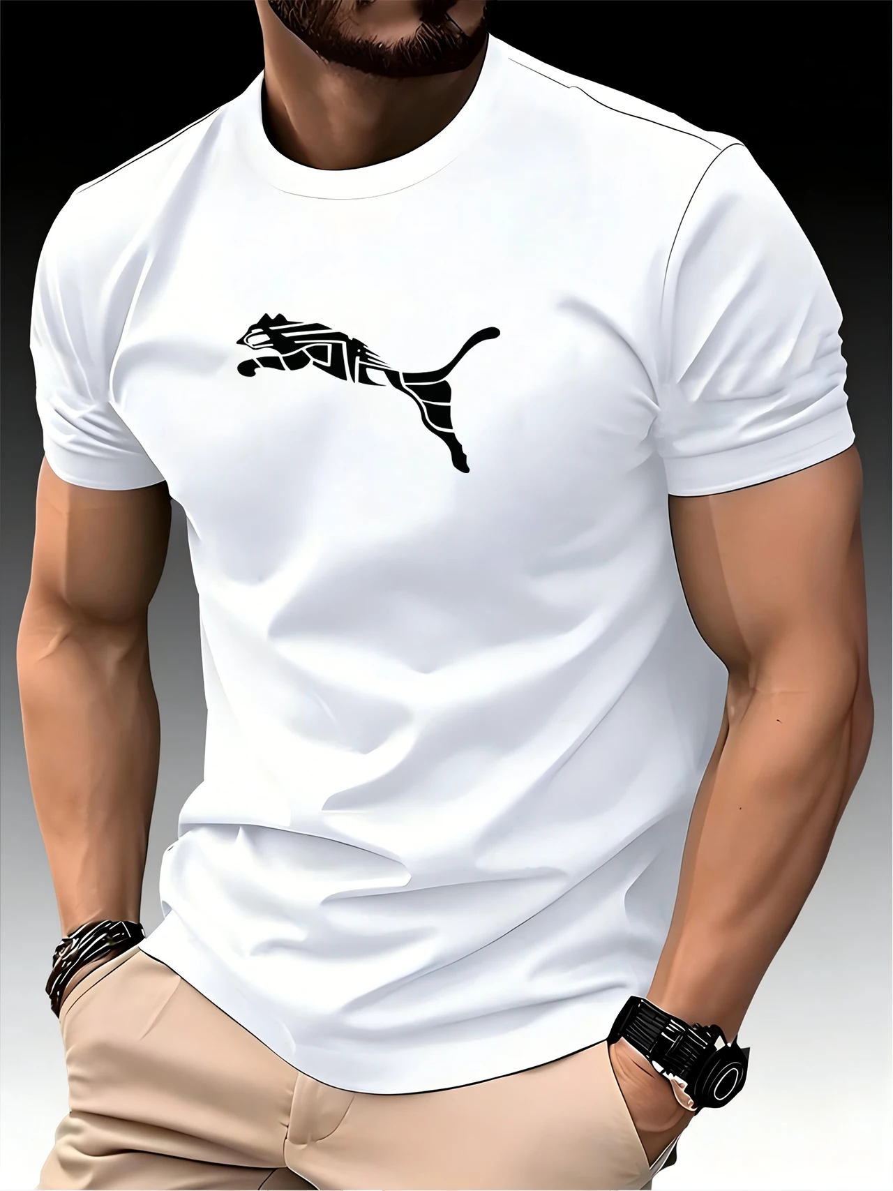 Nouveau T-shirt de sport de fitness à imprimé léopard Fox de luxe pour homme, tendance décontractée, tendance Y2K haut de gamme et de haute qualité