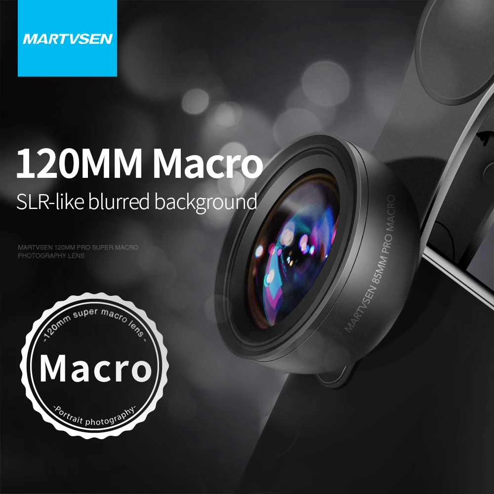 Objectif macro MARTVSEN 120 mm, objectif photo professionnel 5K HD 10x Super Macro universel pour iPhone Samsung Andriod