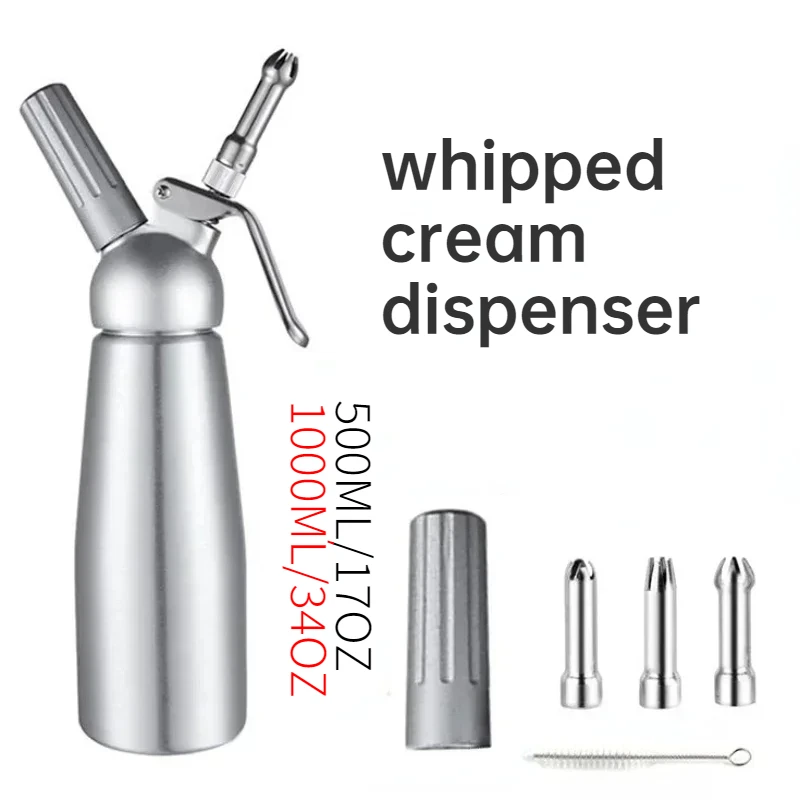 Distributeur de crème fouettée de 17 oz et 34 oz, 500 1 000 ml, pistolet à gâteau, siphon, bouteille, outil à dessert, siphons, siphons à crème