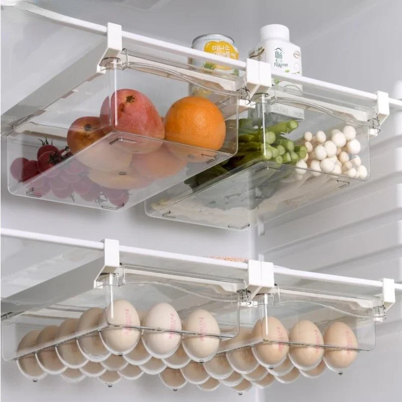 Boîte de rangement alimentaire de type tiroir de réfrigérateur, machine d'emballage de fruits, support d'étagère, récipient de cuisson coulissant en plastique