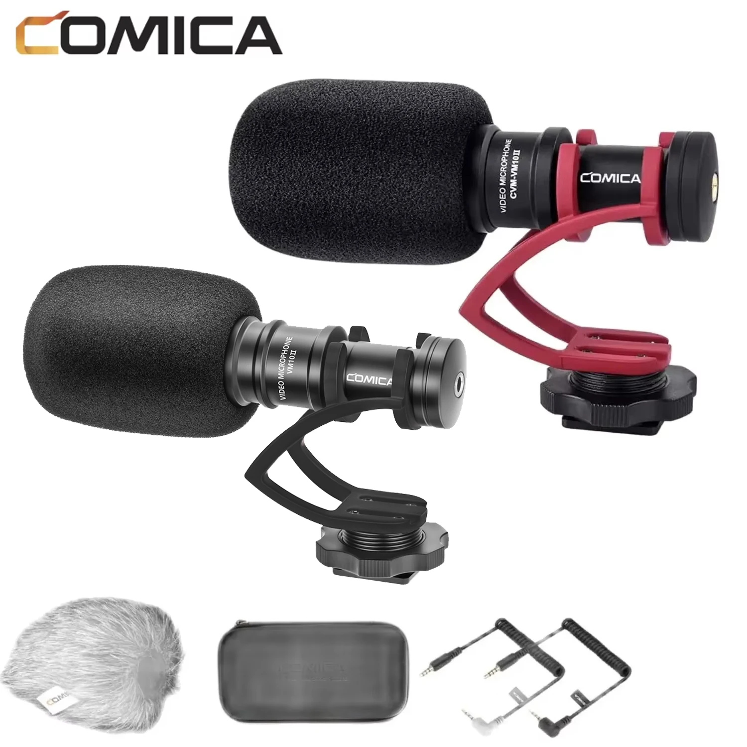 Microphone de fusil de chasse professionnel Comica CVM-VM10II avec support antichoc pour iPhone,appareil photo DSLR,microphone d'appareil photo pour smartphones Android