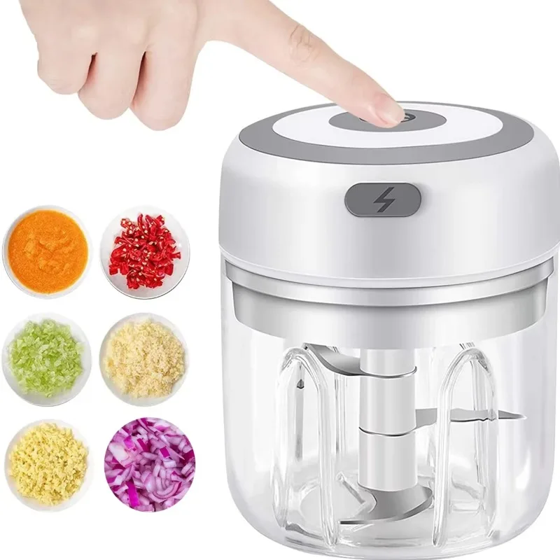 Mini hachoir à ail électrique 250 ml, hachoir à légumes USB, hachoir à oignons pour gingembre, chili et légumes