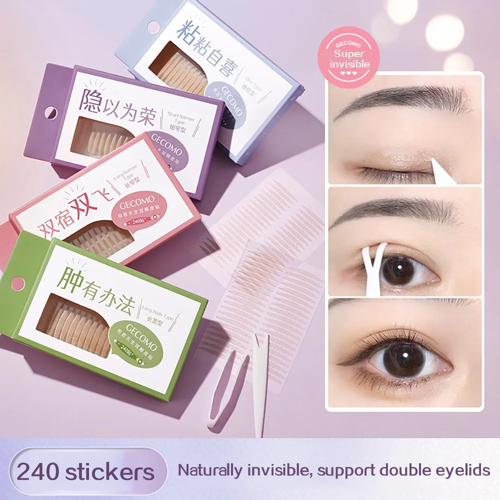 Lot de 240 autocollants pour pauvres doubles : bandes de beauté transparentes et longue tenue pour agrandir le regard, destinées aux personnes ayant une pauvre simple
