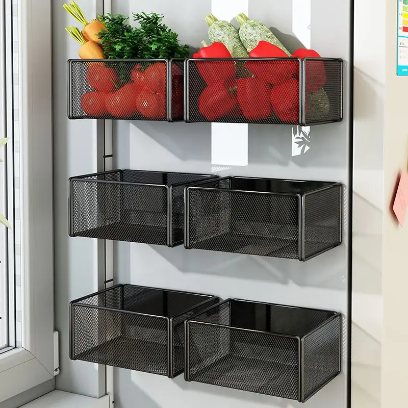Étagère de réfrigérateur pour la maison, rangement latéral, artefact magnétique, panier suspendu, fournitures pour boîte à paniers, support de résumé pour la maison