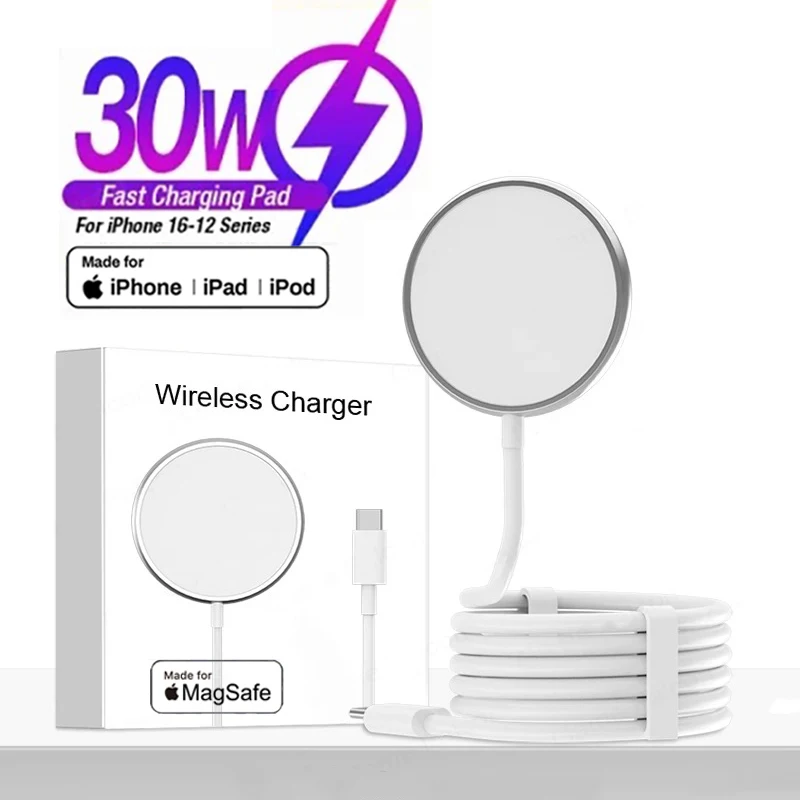 Pour Apple Magsafes Chargeur sans fil d'origine pour iPhone 16 15 14 13 12 Pro Max Plus AirPods Charge rapide Charge magnétique de type C