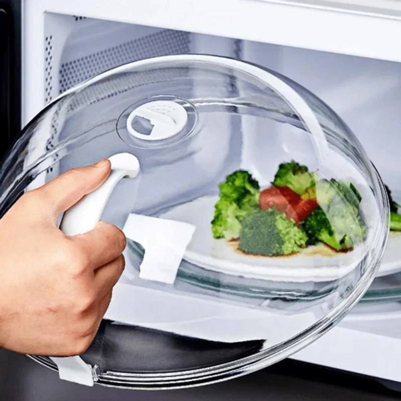 Protection anti-éclaboussures pour aliments au micro-ondes, couvercle chauffant résistant aux hautes températures avec évent à vapeur et poignée, couvercle en plaque transparente