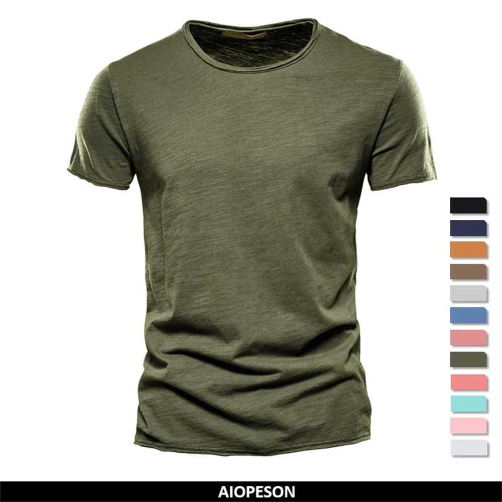 T-shirt 100 % coton pour homme, décontracté, doux, fitness, été, fin, vêtements d'intérieur pour hommes, col rond, manches courtes, soild, t-shirt pour homme