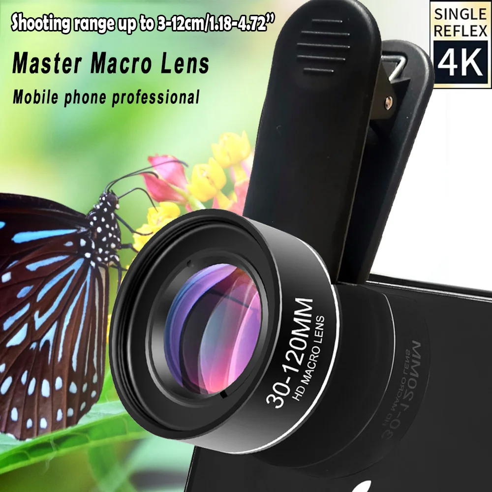 Objectif macro longue distance 30-120 mm, objectif photo universel professionnel à clipser, filtres étoile CPL pour iPhone XIAOMI HUAWEI Mobile