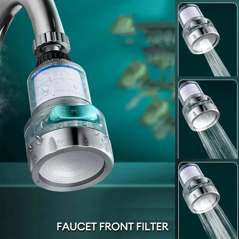 Baokemo 360 Filtre purificateur d'eau rotatif robinet universel pour cuisine salle de bain douche filtre domestique PP coton haute densité