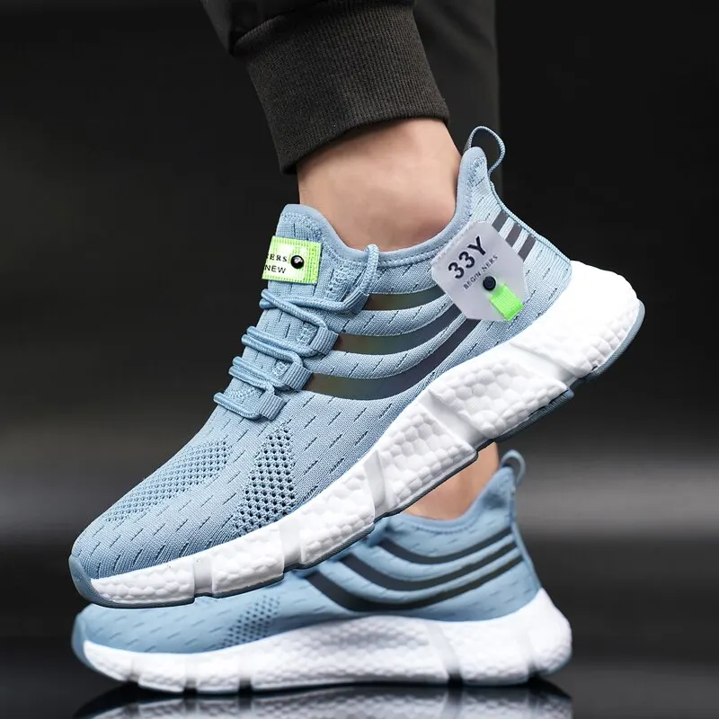 Chaussures de sport décontractées pour hommes, baskets légères et respirantes, chaussures de course noires en maille extérieure, chaussures de jogging athlétiques, chaussures de marche Tenis